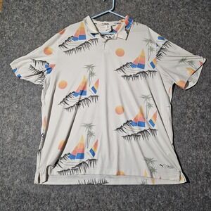 PUMA Golf x Duvin Polo Shirt Mens 2XL White Nautical Sailboat Performance